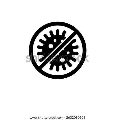 Antibacterial, No Virus, Stop Bacteria Solid Flat Vector Icon Isolated on White Background.
