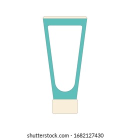 Antibacterial ointment tube. Vector illustration isolated on white background. Tube, container, toothpaste, cream in flat style. Medical treatment with pharmaceutical medicine.