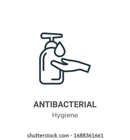 Antibacterial outline vector icon. Thin line black antibacterial icon, flat vector simple element illustration from editable hygiene concept isolated stroke on white background