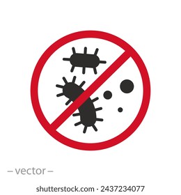 antibacterial property icon, protection against bacteria, stop virus, flat symbol - vector illustration