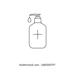 Icono del frasco antibacteriano y de desinfectante. Ilustración vectorial, diseño plano.