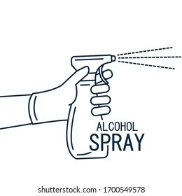 Anti-Bacterial Sanitizer Spray. Spray bottle icon. Alcohol spray. Disinfectant. Disinfection at home. Household Chemicals. Infection control concept, Coronavirus, 2019-nCoV, flu, virus. Flat vector