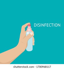 Anti-Bacterial Sanitizer Spray. Spray bottle icon. Alcohol spray. Household Chemicals. Infection control concept, Coronavirus, 2019-nCoV, flu, virus. Flat vector illustration