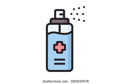 Anti-Bacterial Sanitizer Spray. Spray bottle icon. Alcohol spray. Household Chemicals. Infection control concept, Coronavirus, 2019-nCoV, flu, virus. Flat vector