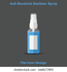 Anti-Bacterial Sanitizer Spray, Hand Sanitizer Dispenser, infection control concept. Sanitizer to prevent colds, virus, Coronavirus, flu. Spray bottle. Flat icon design