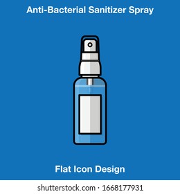 Anti-Bacterial Sanitizer Spray, Hand Sanitizer Dispenser, infection control concept. Sanitizer to prevent colds, virus, Coronavirus, flu. Spray bottle. Flat icon design