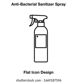 Anti-Bacterial Sanitizer Spray, Hand Sanitizer Dispenser, infection control concept. Sanitizer to prevent colds, virus, Coronavirus, flu. Spray bottle. Alcohol spray. Flat icon design.