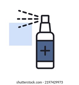 Anti-bacterial sanitizer spray, hand sanitizer vector icon. Coronavirus. Graph symbol for medical web site and apps design, logo, app, UI