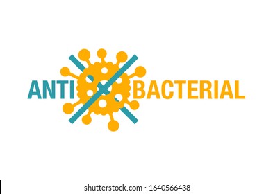 Antibacterial sign - crossed-out bacteria virus - isolated vector pharmacy and healthcare decoration