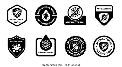 Símbolos antibacterianos conjunto de ícones vetoriais
