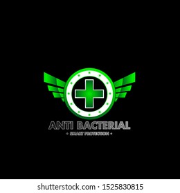 antibacterial and smart protection logo icon for health product