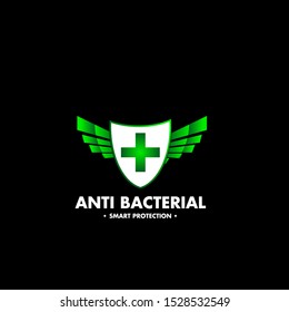 antibacterial and smart protection logo icon for health product