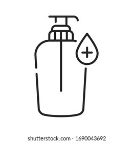Antibacterial soap black line icon. Hygiene product. Pictogram for web page, mobile app, promo. UI UX GUI design element. 