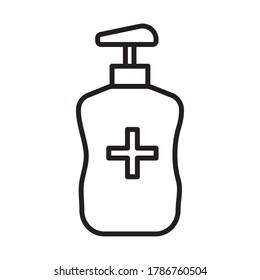 antibacterial soap bottle line icon vector illustration design