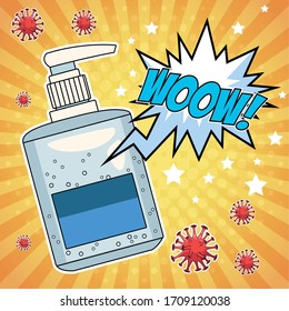 antibacterial soap bottle prevention method covid19 vector illustration design