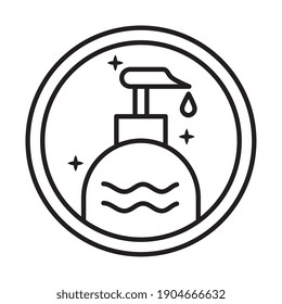 antibacterial soap bottle sticker line style vector illustration design