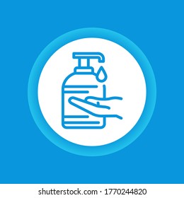 Antibacterial soap and hand color button. Hygiene product icon. Pictogram for web page, mobile app, promo. UI UX GUI design element. Editable stroke.