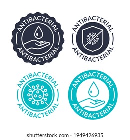 Antibacterial soap logo antiseptic bacteria clean medical symbol. Anti bacteria vector label design