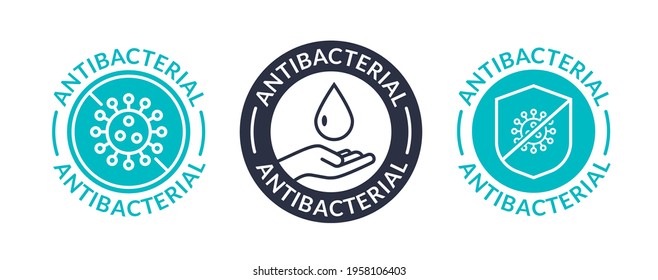 Antibacterial Soap Logo Antiseptic Bacteria Clean Medical Symbol. Anti Bacteria Vector Label Design