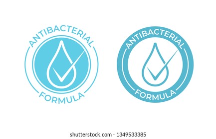 Antibacterial vector icon. Anti bacterial formula sign, hand soap and chemical products package seal