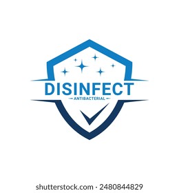 antibacterial virus logo design concept with shield