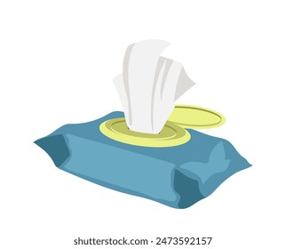 Antibacterial wipes wet napkins pack cartoon vector illustration isolated on white background