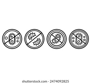 antibacterical symbol sign icon vector design black white colors simple illustration collections isolated