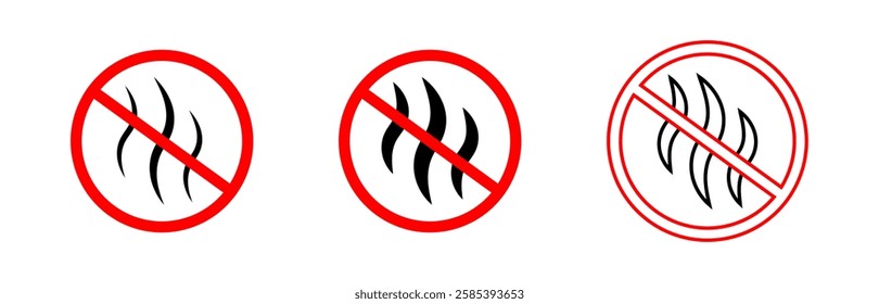 Anti-bad smell icon. Odor control label set.