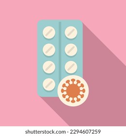 Antibiotic blister icon flat vector. Bacteria drug. Resistant medicine