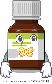 Antibiotic bottle cartoon character style having strange silent face