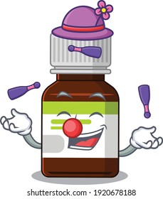 A antibiotic bottle cartoon design style succeed playing juggling