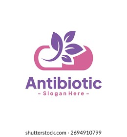 Vector de ícono de cápsula de antibiótico. Crecimiento saludable. Concepto de logotipo de producto de nutrición.