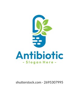 Antibiotic capsule icon vector. Healthy grow. Nutrition product logo concept.