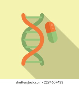 Antibiotic dna resistance icon flat vector. Bacteria drug. Pill monster