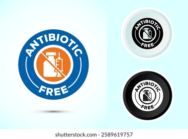 Antibiotic free icon design illustration, No antibiotic label. Organic, healthy, natural