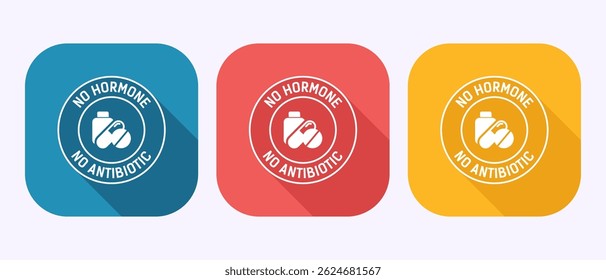 Antibiotic free icon design illustration, No antibiotic, Organic, healthy, natural sign in shadow button design