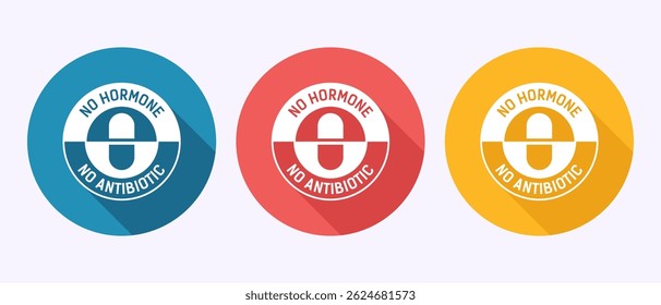 Antibiotic free icon design illustration, No antibiotic, Organic, healthy, natural sign in shadow button design