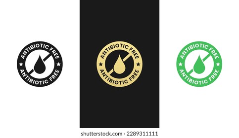 Antibiotic Free Label or Antibiotic Free Icon Vector Isolated in Flat Style. Best Antibiotic Free Label for product packaging design element. Antibiotic Free Icon for Product Packaging.