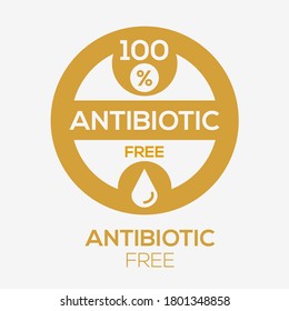 (Antibiotic free) label sign, vector illustration.