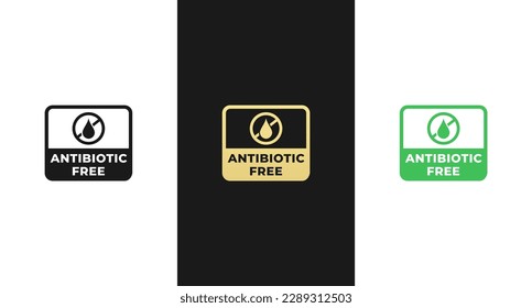 Antibiotic Free Label or Antibiotic Free Sign Vector Isolated in Flat Style. Simple Antibiotic Free Label for product packaging design element. Antibiotic Free Sign for Product Packaging.
