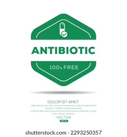 Signo de etiqueta (libre de antibióticos), ilustración vectorial.