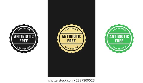 Antibiotic Free Label or Antibiotic Free Stamp Vector Isolated in Flat Style. The best Antibiotic Free Label for product packaging design element. Antibiotic Free Stamp for Product Packaging.