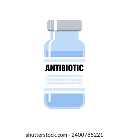 Antibiotic generic vial isolated vector illustration. Pharmaceutical industry concept.
