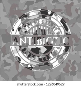 Antibiotic grey camouflaged emblem