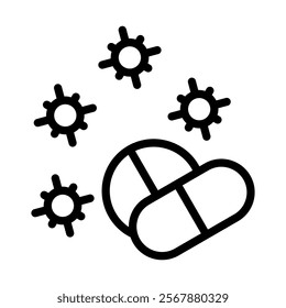 Antibiotic Icon Lineal Style Vector Illustration