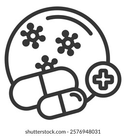 Antibiotic Icon Lineal Style Vector Illustration