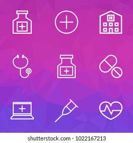 Antibiotic icons line style set with medicines, heartbeat, stethoscope and other pills  elements. Isolated vector illustration antibiotic icons.