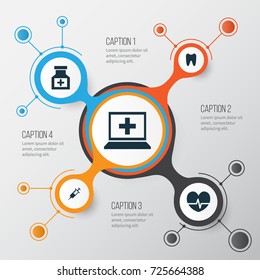 Antibiotic Icons Set. Collection Of Claw, Database, Rhythm And Other Elements. Also Includes Symbols Such As Medicine, Pulse, Heartbeat.