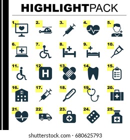 Antibiotic Icons Set. Collection Of Copter, Diagnosis, Claw And Other Elements. Also Includes Symbols Such As Tent, Medical, Chest.