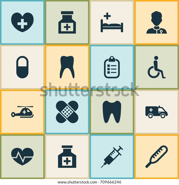 Antibiotic Icons Set. Collection Of Copter,\
Polyclinic, Heal And Other Elements. Also Includes Symbols Such As\
Helicopter, Medicine,\
Handicapped.